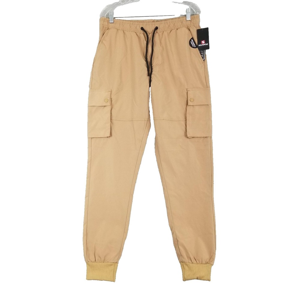 Southpole Pants Mens Large Tan Tech Utility Cargo Joggers Mechanical Stretch New